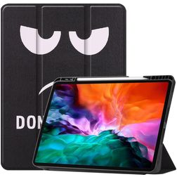 Mobigear Tri-Fold Gel Coque iPad Pro 12.9 Pouces (2022) Etui en TPU,Similicuir + Porte-crayon - Do Not Touch