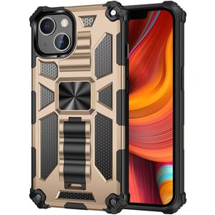Mobigear Armor Stand Coque iPhone 13 Coque arrière Rigide Anti-Chocs avec Support Amovible - Or
