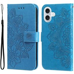 Mobigear Flowers Housse iPhone 17 Etui Porte-Monnaie - Bleu