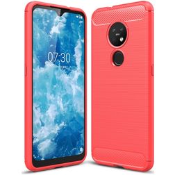 Mobigear Brushed Slim Coque Nokia 7.2 Coque arrière en TPU Souple - Rouge