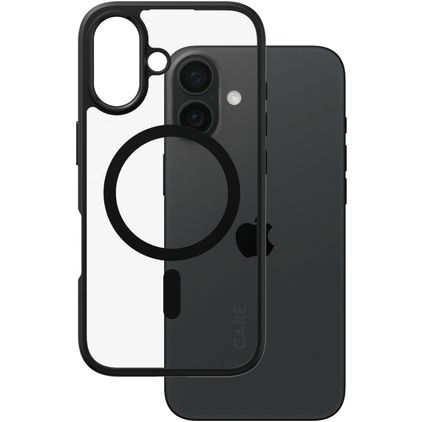 CARE by PanzerGlass Urban Combat iPhone 16 MagSafe Plastique rigide Coque arrière - Transparent / Noir