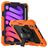 Mobigear SureGrip Xtreme Coque iPad Mini 7 (2024) Coque arrière en Plastique rigide,Silicone + Porte-crayon + Bandoulière + Support Amovible - Noir / Orange