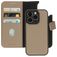 Mobiparts Housse iPhone 14 Pro MagSafe Etui avec Coque Détachable en Cuir Véritable Porte-Monnaie - Taupe
