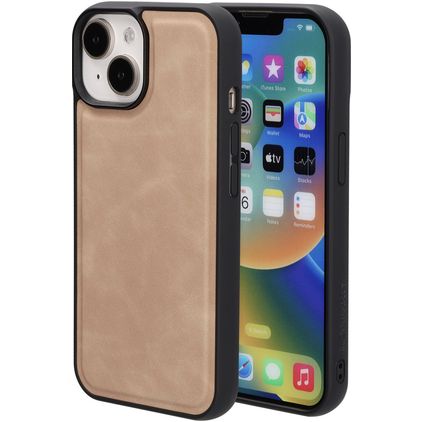 Mobiparts Classic Coque iPhone 13 MagSafe Coque arrière en TPU,Similicuir - Moonstone Beige