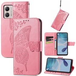 Mobigear Butterfly Housse Motorola Moto E13 Etui Porte-Monnaie - Rose