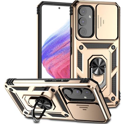 Mobigear Armor Ring Cam Slide Coque Samsung Galaxy A54 Coque arrière Rigide Anti-Chocs avec Anneau-Support et Protecteur Lentilles - Or