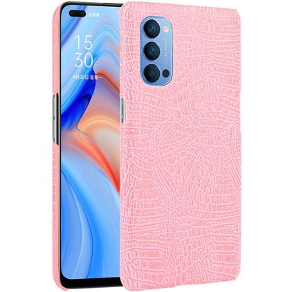 Mobigear Croco Coque OPPO Reno 4 Coque arrière Rigide - Rose