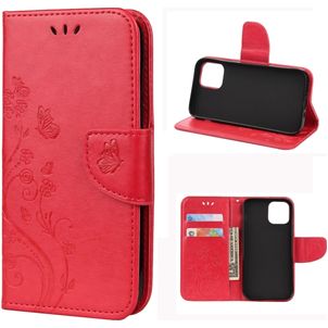 Mobigear Flowers Housse iPhone 12 Etui Porte-Monnaie - Rouge