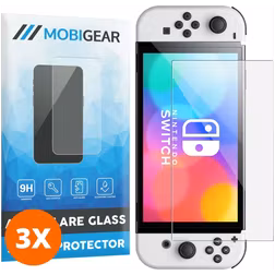 Mobigear Nintendo Switch OLED Verre trempé Protection d'écran - Compatible Coque (Lot de 3)