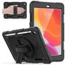 Mobigear SureGrip Xtreme Coque iPad 8 (2020) Coque arrière en Plastique rigide,Silicone + Porte-crayon + Bandoulière + Support Amovible - Noir