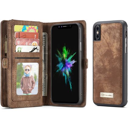 CaseMe 008 iPhone XS Coque Étui 2en1 avec coque amovible Portefeuille - Marron