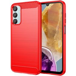 Mobigear Brushed Slim Coque Samsung Galaxy M15 Coque arrière en TPU Souple - Rouge