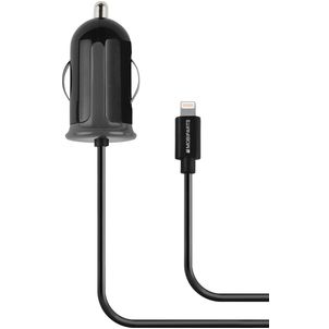 Mobiparts - Chargeur voiture Apple Lightning 1 mètre 2.4A - Noir
