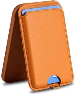 Mobigear Wallet Stand - Porte Cartes en - 3 Cartes - Compatible MagSafe - Marron