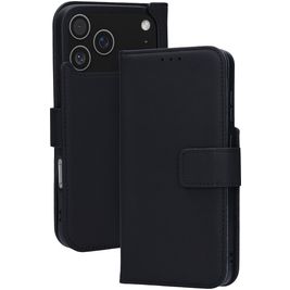 Mobiparts Wallet Housse iPhone 17 Pro Max MagSafe Etui en Cuir Véritable Porte-Monnaie - Noir