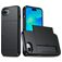 Mobigear Card Coque iPhone 16e Coque arrière Rigide Anti-Chocs avec Porte-Cartes - Noir