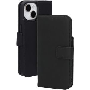 Mobiparts Wallet Housse iPhone 15 MagSafe Etui en Cuir Véritable Porte-Monnaie - Noir