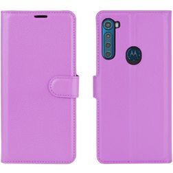 Mobigear Classic Housse Motorola One Fusion Plus Etui Porte-Monnaie - Violet