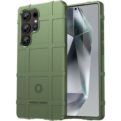 Mobigear Rugged Shield Coque Samsung Galaxy S25 Ultra Coque arrière en TPU Souple Anti-Chocs - Vert