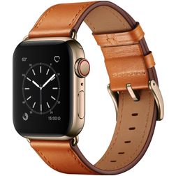 Mobigear Firenze Bracelet Cuir Apple Watch Fermeture boucle ardillon - 42/41/40/38 mm - Marron