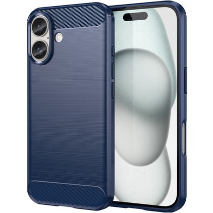 Mobigear Brushed Slim Coque iPhone 16 Coque arrière en TPU Souple - Bleu