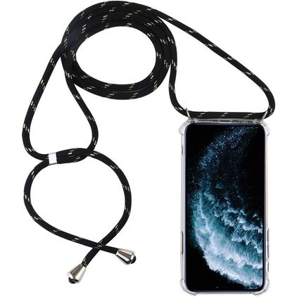Mobigear Lanyard iPhone 11 Pro Max TPU souple Coque avec cordon - Transparent / Noir