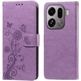Mobigear Flowers Housse OPPO Find X9 Pro Etui Porte-Monnaie - Violet