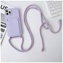 Mobigear Lanyard Card iPhone 15 Pro Coque avec cordon en Silicone et Porte-Cartes - Violet