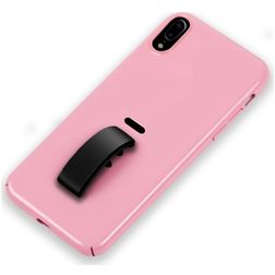 Mobigear Rubber Ring iPhone XS Max Plastique rigide Coque arrière avec bague de maintien - Rose