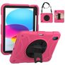 Mobigear SureGrip Coque iPad 10 (2022) Coque arrière en Plastique rigide,Silicone + Porte-crayon + Bandoulière + Support Amovible - Rose