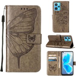 Mobigear Butterfly Housse Realme 9 Pro Plus Etui Porte-Monnaie - Gris