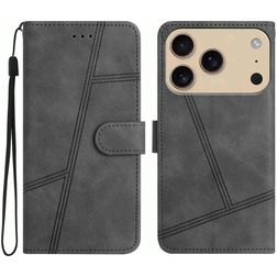 Mobigear Stitch Housse iPhone 17 Pro Etui Porte-Monnaie - Gris