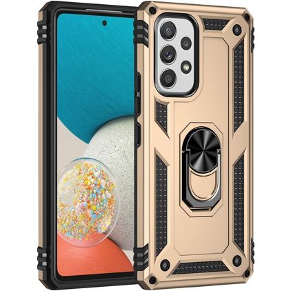Mobigear Armor Ring Samsung Galaxy A53 Plastique rigide Coque arrière Antichoc avec bague de maintien - Or