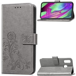 Mobigear Clover Housse Samsung Galaxy A40 Etui Porte-Monnaie - Gris
