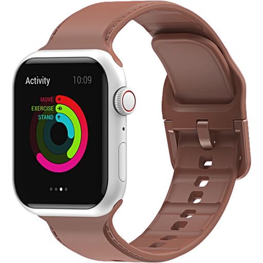 Mobigear Dashed Bracelet Silicone Apple Watch Fermeture boucle ardillon - 49/46/45/44 mm - Marron