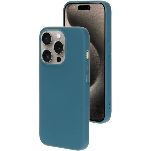 Mobiparts Coque iPhone 15 Pro Coque arrière en Silicone - Blueberry Blue