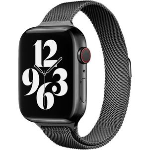Mobigear Slim Loop Bracelet Milanais Apple Watch Fermeture magnétique - 49/46/45/44 mm - Noir