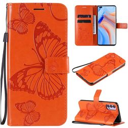 Mobigear Butterfly Housse OPPO Reno 4 Etui Porte-Monnaie - Orange