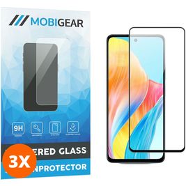 Mobigear Premium OPPO A58 4G Verre trempé Protection d'écran - Compatible Coque - Noir (Lot de 3)