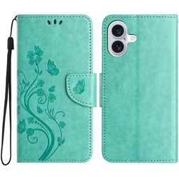 Mobigear Flowers Housse iPhone 16 Plus Etui Porte-Monnaie - Vert
