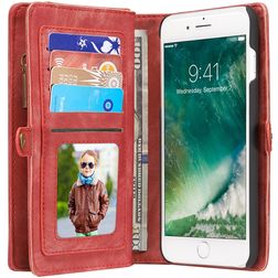 Caseme 008 Housse iPhone 7 Plus Etui avec Coque Détachable Porte-Monnaie - Rouge