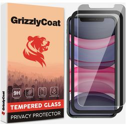 GrizzlyCoat Easy Fit AntiSpy iPhone XR Verre trempé Protection d'écran Anti-espion - Compatible coque + Cadre de pose