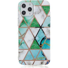 Mobigear Marble Coque iPhone 12 Pro Max Coque arrière en TPU Souple - Blanc / Vert