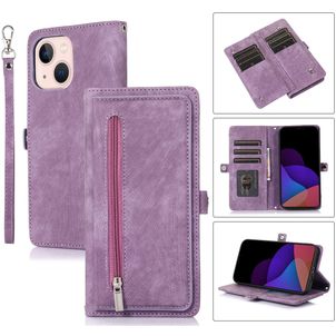 Mobigear Zipper Housse iPhone 14 Etui Porte-Monnaie - Violet