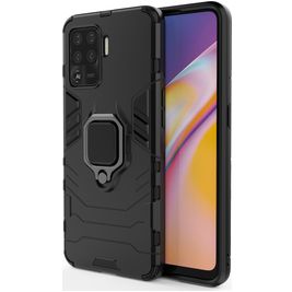 Mobigear Armor Ring Coque OPPO A94 Coque arrière Rigide Anti-Chocs avec Anneau-Support - Noir