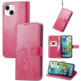 Mobigear Clover Housse iPhone 15 Etui Porte-Monnaie - Magenta