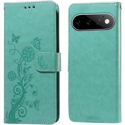 Mobigear Flowers Housse Google Pixel 11 Etui Porte-Monnaie - Vert