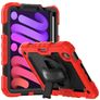 Mobigear SureGrip Xtreme Coque iPad Mini 7 (2024) Coque arrière en Plastique rigide,Silicone + Porte-crayon + Bandoulière + Support Amovible - Noir / Rouge