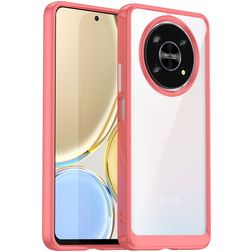 Mobigear Crystal HONOR Magic 4 Lite Plastique rigide Coque arrière - Transparent / Rouge
