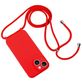Mobigear Lanyard iPhone 15 Coque avec cordon en Silicone - Rouge